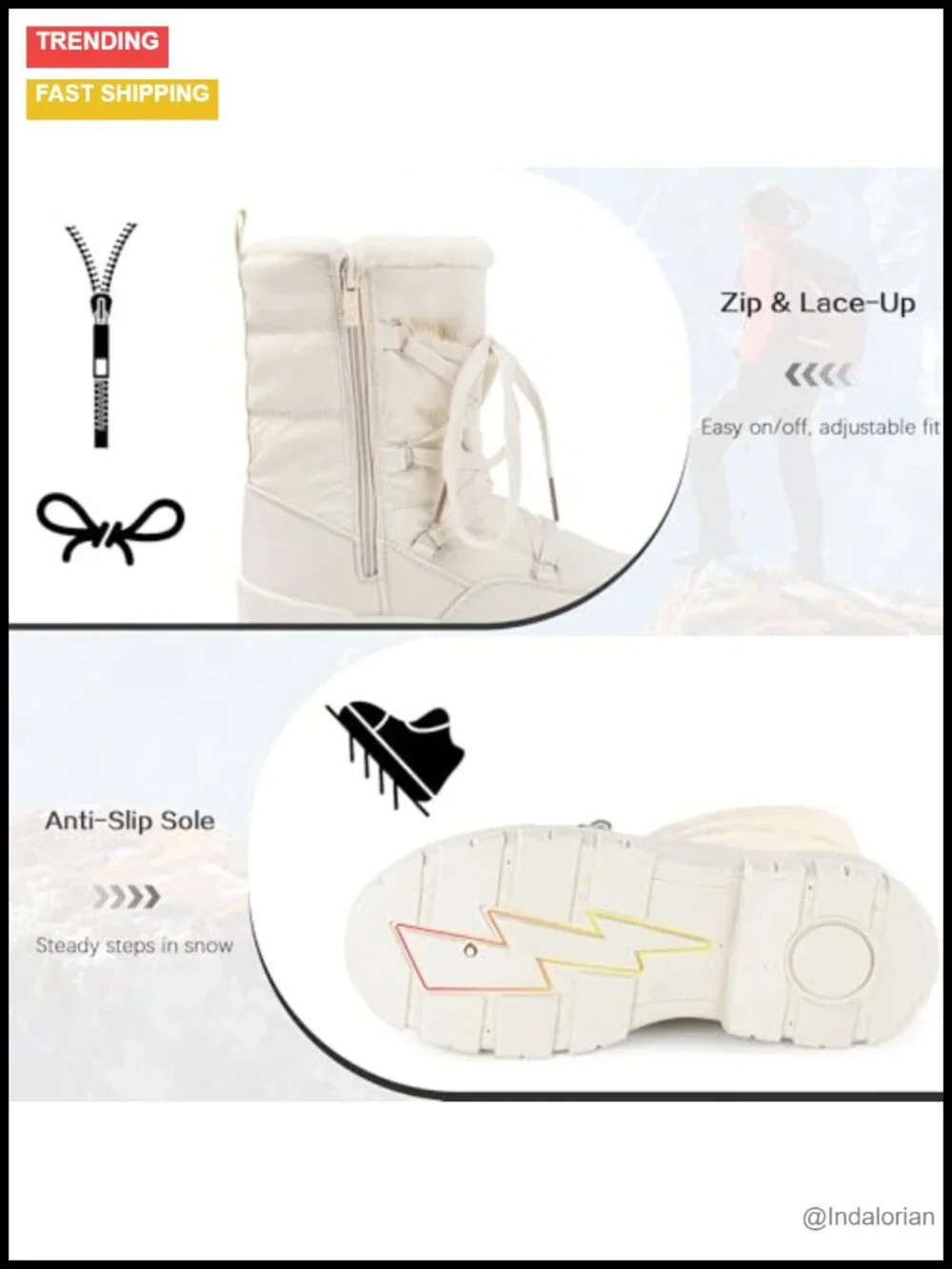 Waterproof Platform Winter Snow Boots with Side Zipper Mid-Calf